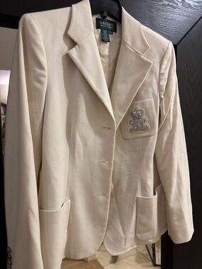 Lauren Ralph Lauren Cream Blazer with Embroidered Crest